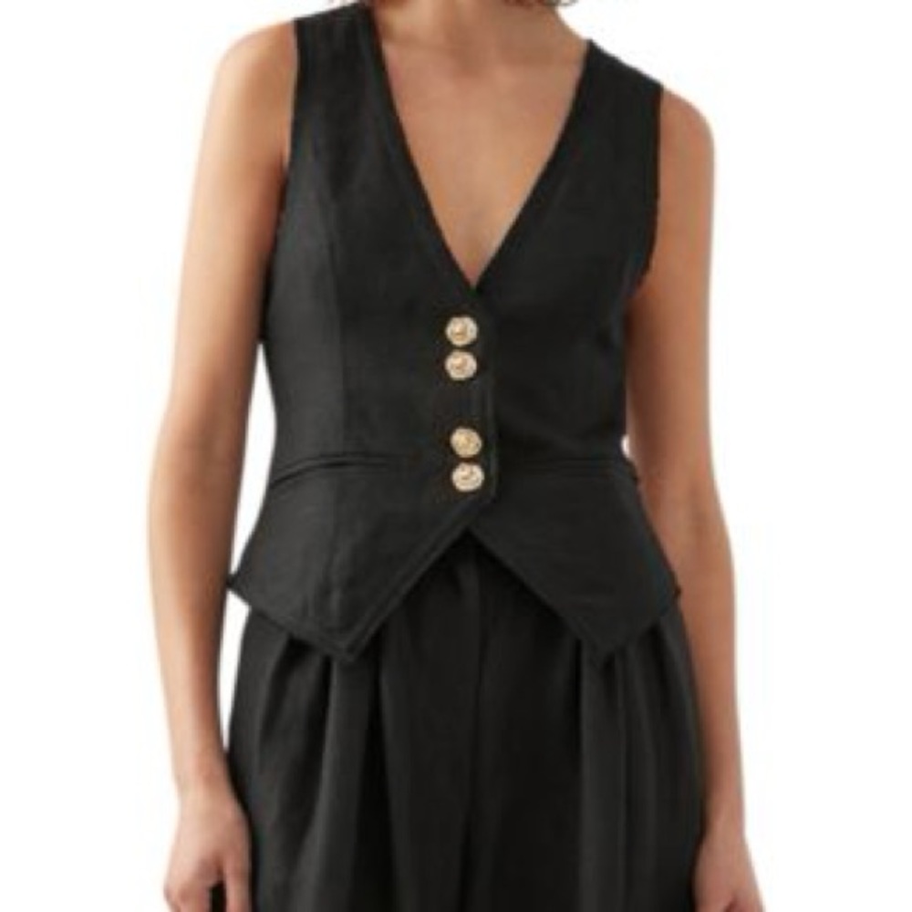 Aje Primrose Black Vest with Gold Buttons - Picture 4 of 4